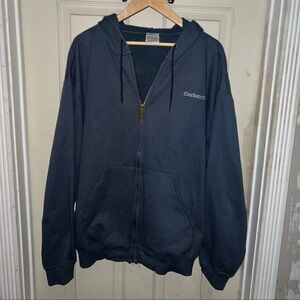 VINTAGE CARHARTT MENS XXL NAVY BLUE ZIP UP HOODIE